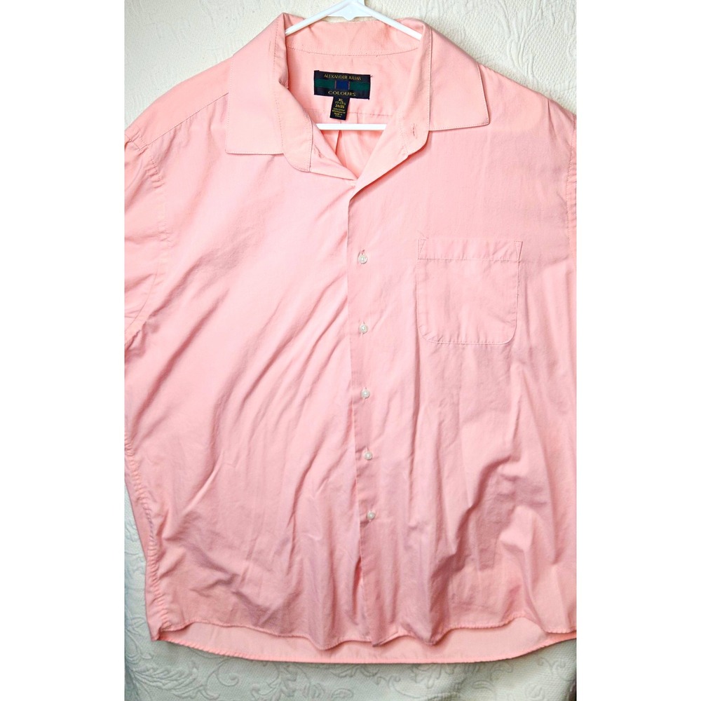 Alexander Julian Colours Men's Dress Shirt Pink Solid Pocket 17-17.5 34/35